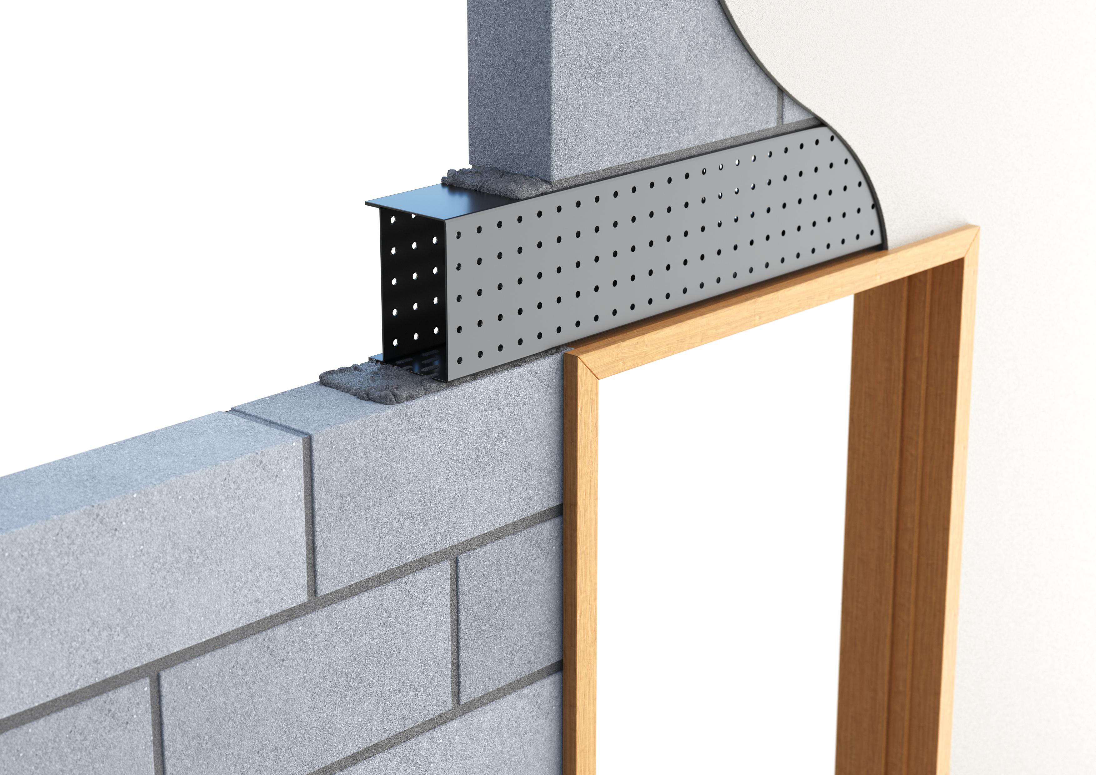 Linteau en caisson Catnic de charge standard pour mur intérieur plein de 100 mm, montré en situation.